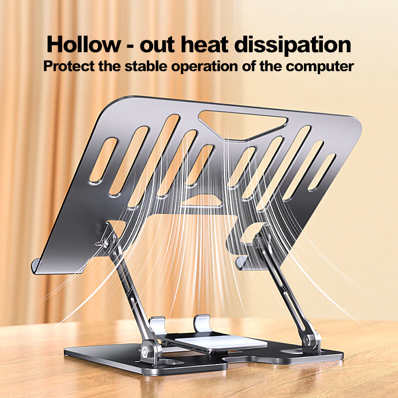 2-in-1 ขาตั้งแล็ปท็อปและ มือถือ สมาร์ทโฟนและแล็ปท็อปแบบติดคลิป 2 อัน ปรับระดับได้ ระบายความร้อน ดีไซน์ตามหลักสรีรศาสตร์ thumbnail 8