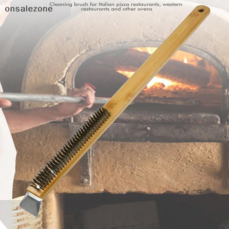 OZTH พิซซ่าเตาอบแปรงไม้ Handle Grill Scraper แปรงทําความสะอาดในครัวเรือนเครื่องมือพิซซ่าสําหรับเตาอบ