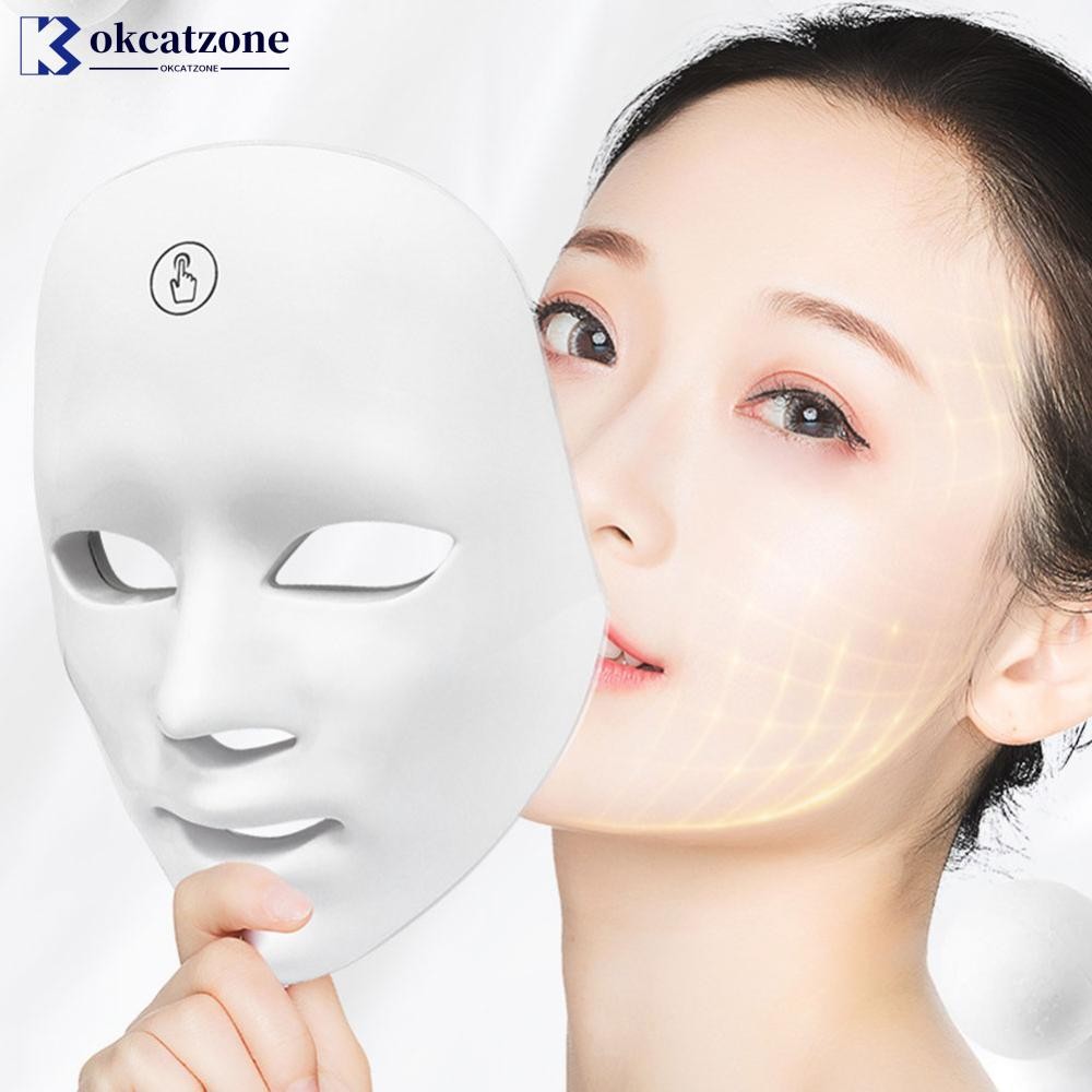 OKCATZONE LED Facial Mask 7 สี Light Therapy Skin Rejuvenation & Healing Firming Skin & Improving คว