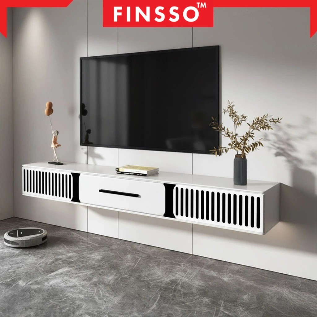 ใหม่!! ชั้นวางทีวี ตู้วางทีวี ติดผนัง ขนาด 150cm /180cm ดีไซน์โมเดิร์น จัดเก็บของได้จุใจ Hillah Wall TV Cabinet