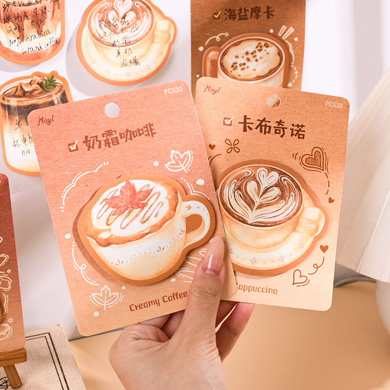 30แผ่นธีมกาแฟโรแมนติกบันทึกเหนียวโรงเรียนสํานักงานกระดาษบันทึกแบบฉีกได้