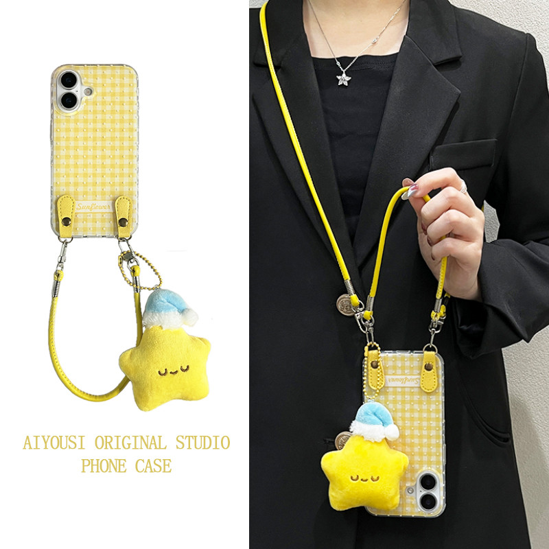 SN1440 สําหรับ iphone กันกระแทกเกาหลีน่ารักเคสโทรศัพท์ 17AIR/17PRO/16 ProMax กรณี/15Pro max 16plus 14 promax 16pro 12pro 11 ที่ถอดออกได้เชือกเส้นเล็กผู้หญิงการ์ตูน Art ins สายคล้องสําหรับสาว