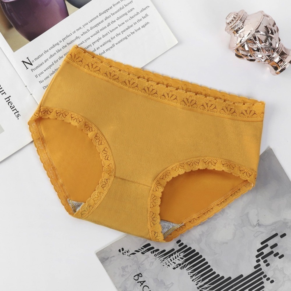 ความร่วมมือ C02กางเกงในสตรีนักเรียนหญิงสไตล์เกาหลีสีทึบระบายอากาศลูกไม้เอวกลางสาวเซ็กซี่น่ารักไซส์ให