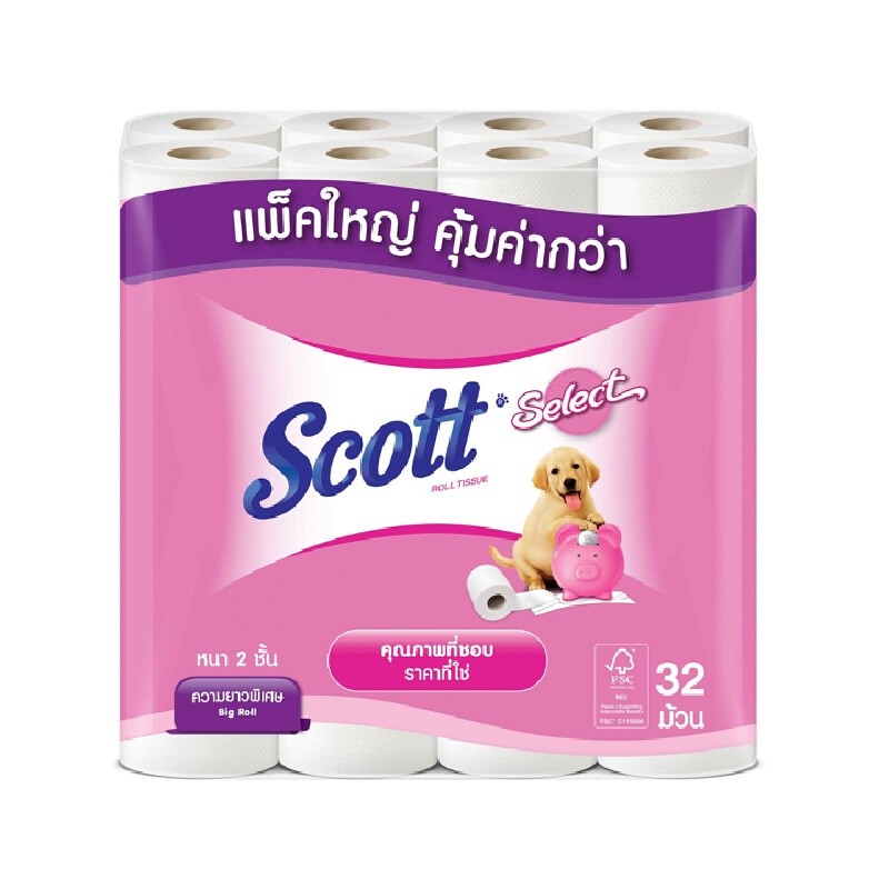 SCOTT กระดาษชำระ Select ความยาวพิเศษ (แพ็ค 32 ม้วน)