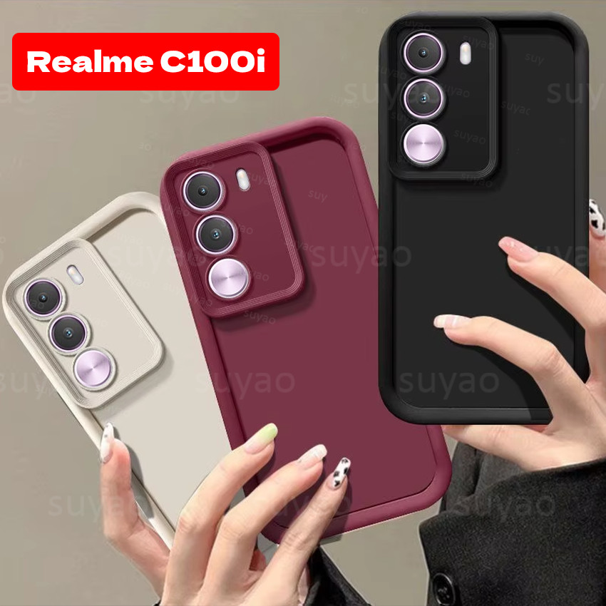สําหรับRealme C100i C100X 4G 2026 ซิลิโคนเหลวอ่อนเคสโทรศัพท์หรูหราสีทึบปลอกRealmeC100i RealmeC100X C100 กันกระแทกกันชนป้องกันปกหลัง