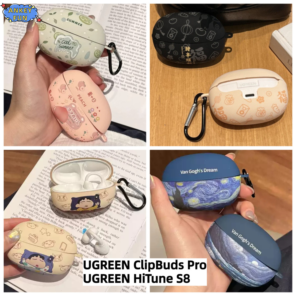 Compatible with UGREEN ClipBuds Pro Case Wireless Bluetooth Headset Protective Cover UGREEN HiTune S8 Sional Cute Silicone Anti-drop Soft Case Personalized Creative