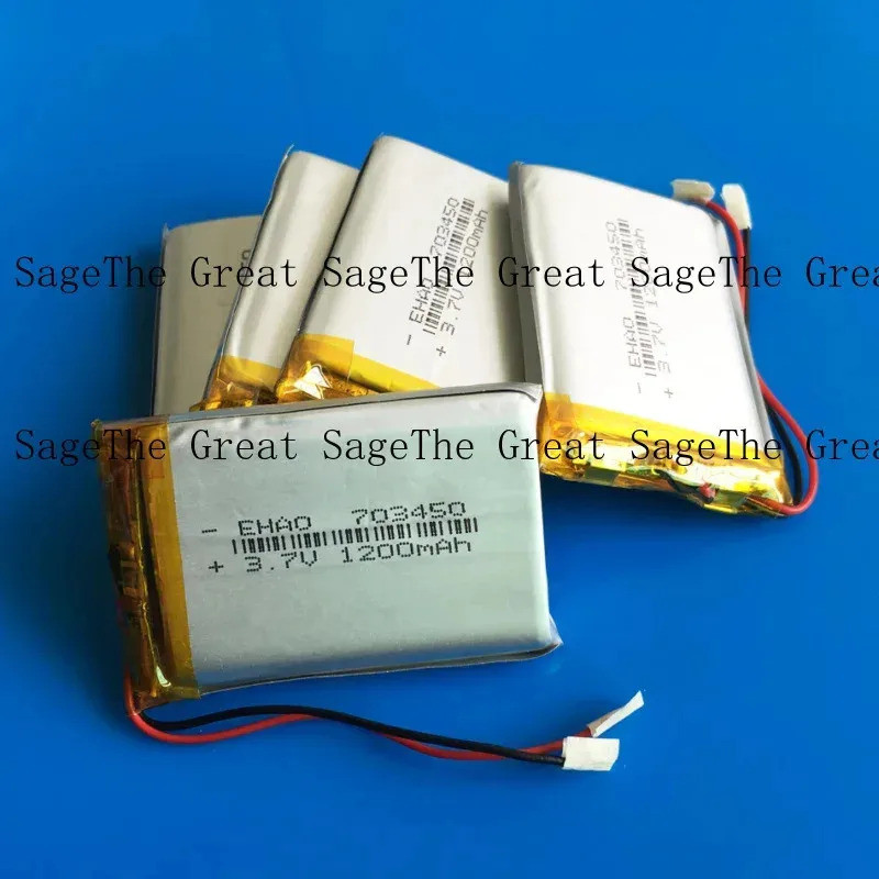 5pcs 3.7V 1200mAh Lipo Polymer แบตเตอรี่แบบชาร์จไฟได้สําหรับกล้อง GPS กล่องทีวี 703450 เจเอ็ม
