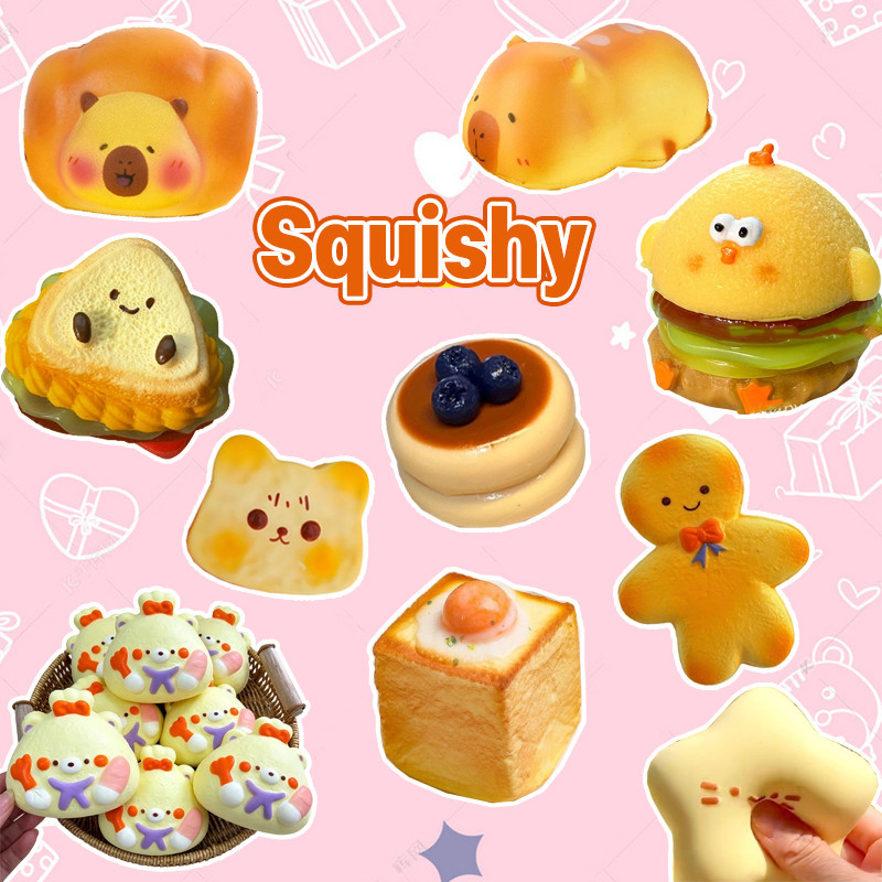 COD Squishyของเล่นบีบขนมปังนุ่มฟู ฟื้นตัวช้า บีบเล่นผ่อนคลาย เนื้อดี ของเล่นจำลองขนมปัง บีบได้น่ารัก
