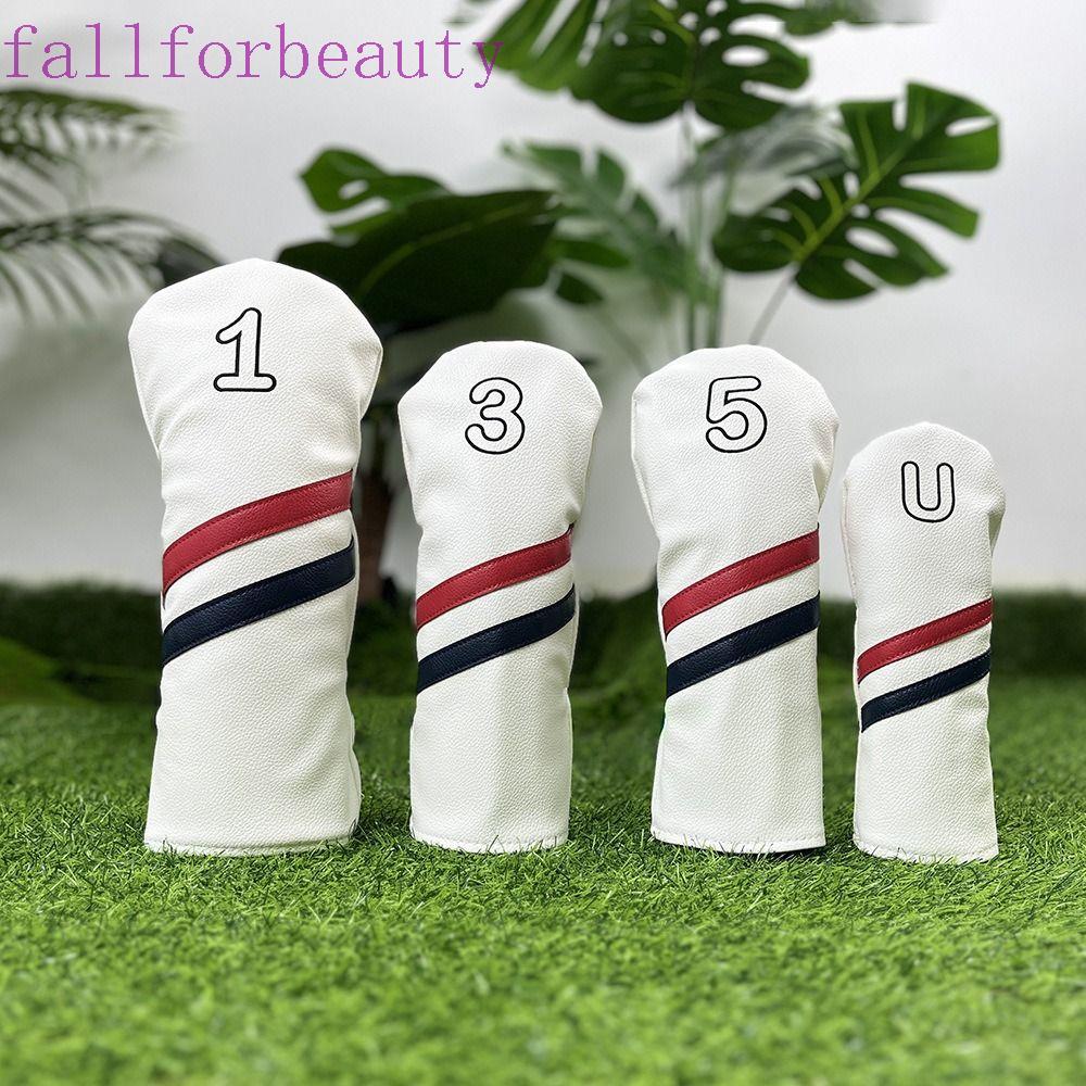 FALLFORBEAUTY ฝาครอบหัวไม้กอล์ฟ, ป้ายดิจิตอล Double Line Golf Club Protector, แฟชั่น Minimalist PU หนังกันน้ําไม้ Headcover อุปกรณ์กอล์ฟ