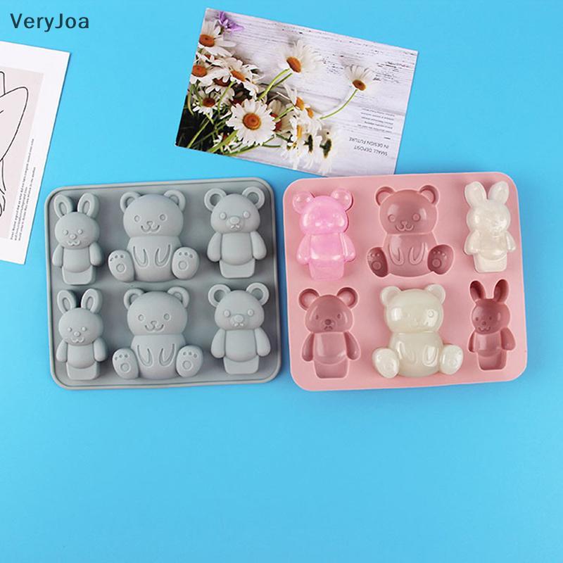[มาก] 1 PC 6-Cavity แม่พิมพ์ซิลิโคนน่ารักการ์ตูนสัตว์ช็อกโกแลตเค้ก Jello Baking Mould DIY สบู่ Candy Ice Cube ทําเครื่องมือ TH