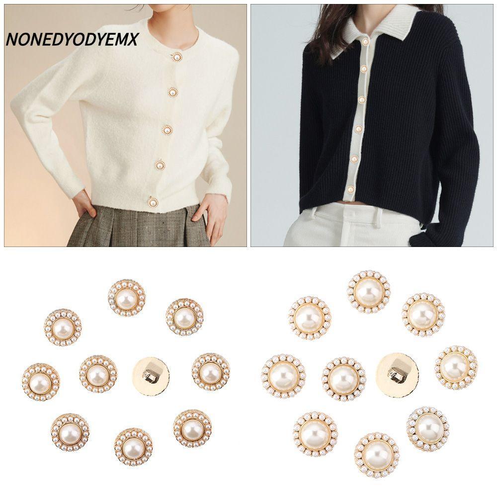 NONGYODYEMX 10 ชิ้นเสื้อปุ่มเสื้อผ้าอุปกรณ์เสริมจักรเย็บผ้าเครื่องประดับเย็บปักถักร้อย