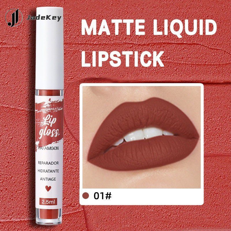 【สินค้าพร้อมส่ง】 Erya Shop FAFAMOON ลิปกลอสเนื้อแมท 12 สี กันน้ำ ติดทนนาน สีชมพูบาร์บี้ ลิปสติกเนื้อลิควิดสีแดงเซ็กซี่ เครื่องสำอางสำหรับผู้หญิง 【JadeKey】