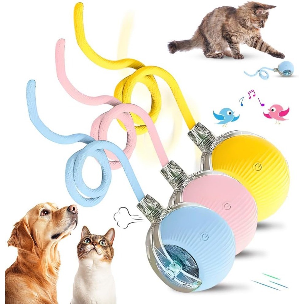 Interactive ของเล่นแมว Ball Motion Activated USB ชาร์จไฟฟ้าสมาร์ท Rolling Chase Ball แมวสุนัขของเล่นสัตว์เลี้ยง