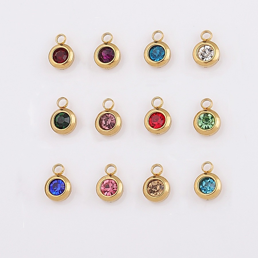 จี้หินนําโชค สเตนเลส สีทอง 6.5 มม. 12 ชิ้น สําหรับทําเครื่องประดับ DIY