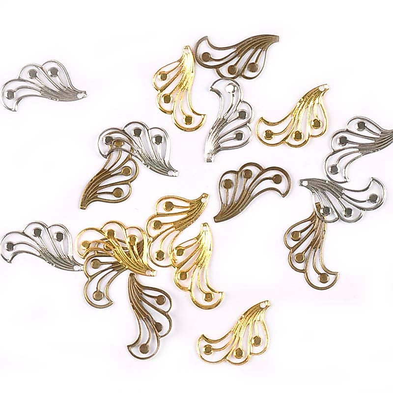 50 ชิ้น 3 สีดอกไม้ Filigree Wraps Connectors โลหะหัตถกรรมสําหรับ DIY Embellishments ทําหัตถกรรมสมุดภาพ 43x21 มิลลิเมตร YKL0765