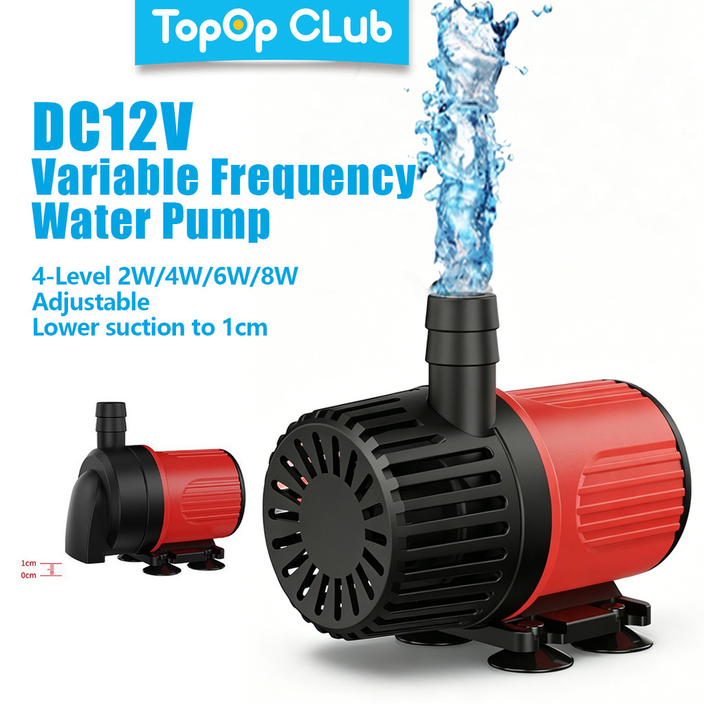TOPOPCLUB ปั๊มน้ําตู้ปลา DC12V 4 ชั้น 2W/4W/6W/8W ความถี่ตัวแปรด้านล่างดูดน้ําต่ํา