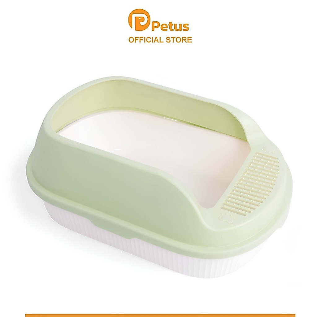 Petus กระบะทราย กระบะทรายแมว ห้องน้ำแมว รุ่นขอบสูง ขนาด 55*38*21 ซม. มีให้เลือกหลายคู่สี