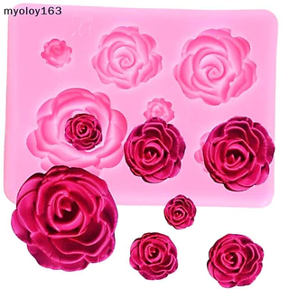 Myoloy Rose ดอกไม้แม่พิมพ์ซิลิโคนเค้กตกแต่งเครื่องมือ Candy Clay ช็อกโกแลต Fondant TH