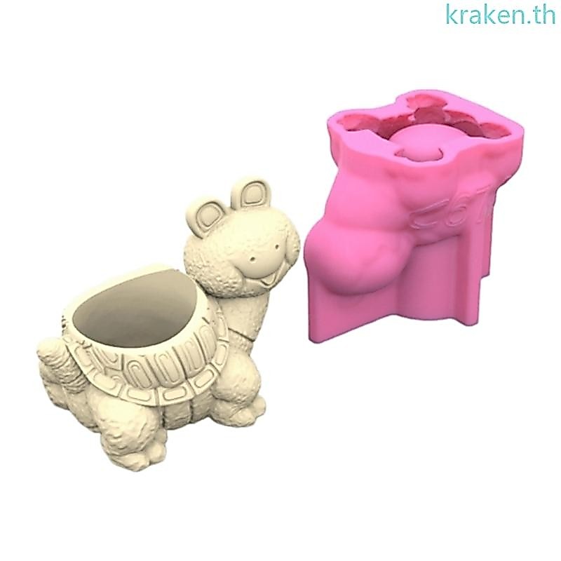KRA เต่า Succulent กระถางดอกไม้แม่พิมพ์ผู้ถือปากกาซิลิโคน Mould คอนกรีตปูนปลาสเตอร์ Planter แจกันแม่พิมพ์อีพ็อกซี่เรซินแม่พิมพ์ De