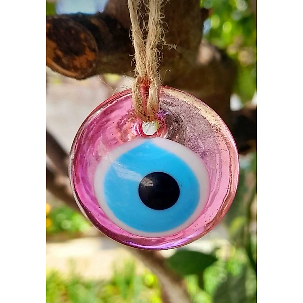 Turkish Evil Eye pink color 3 cm / วัสดุเป็นแก้ว - ความรักและมิตรภาพที่ดี