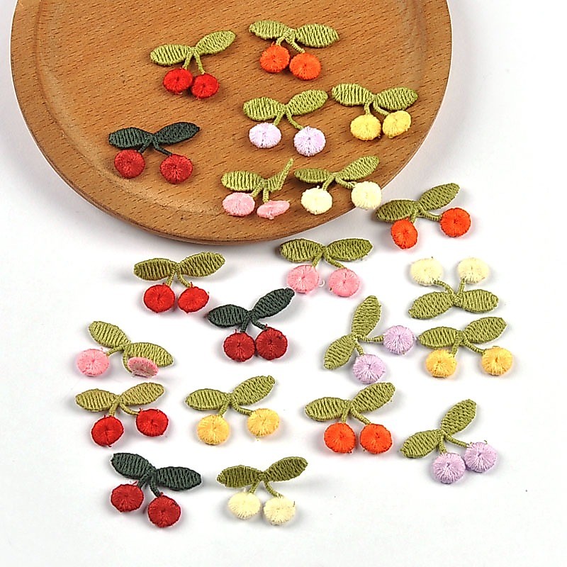 30pcs 2.9x2.1 ซม.Multicolor Cherry แพทช์ Embroideried Appliques เย็บอุปกรณ์เสริมเสื้อผ้า Hairpin DIY อุปกรณ์เสริมตกแต่ง CP4328