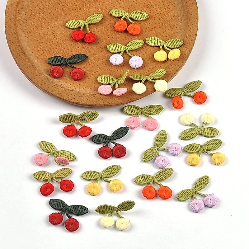 30pcs 2.9x2.1 ซม.Multicolor Cherry แพทช์ Embroideried Appliques เย็บอุปกรณ์เสริมเสื้อผ้า Hairpin DIY อุปกรณ์เสริมตกแต่ง CP4328