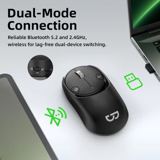 GOOJODOQ Split Mouse Bluetooth 5.2 และ 2.4GHz การเชื่อมต่อไร้สาย 3 สปีด DPI ที่ปรับได้ Fast Desktop Access