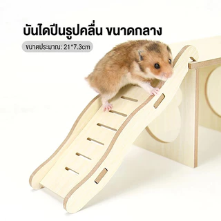 [HAMSTER TRAVEL] แฮมสเตอร์บันไดไม้หลีกเลี่ยงอุโมงค์ปีนไม้ของเล่นเบิร์ชสะพานโค้งหลุมต้นไม้ชั้นหมวก TZ