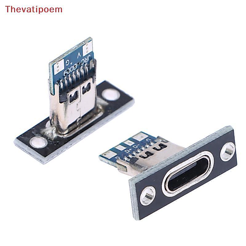 [Thevatipoem] 10 ชิ้น USB 3.1 Type C Soet พร้อมแผ่นยึดสกรู Type-C USB Ja 3.1 Type-C 2Pin 4Pin หญิงเชื่อมต่อ Ja พอร์ตชาร์จร้อน