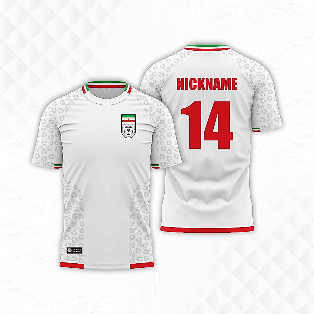 Iran Pildun 2026 Home & Away Dryfit Premium Full Print Jersey สามารถปรับแต่งได้ด้วยชื่อและตัวเลข