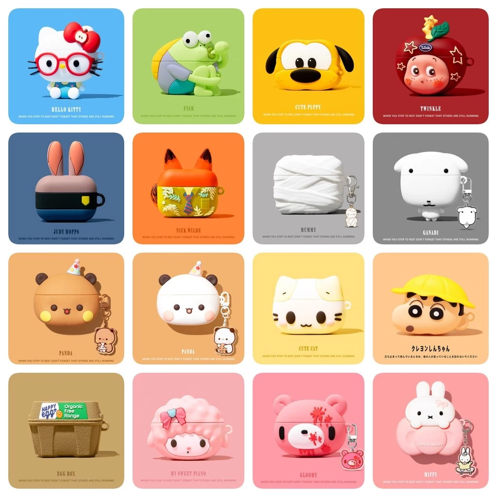 เคสการ์ตูน 3D สําหรับ AirPods3/Pro/Pro2/Pro3 ฝาครอบป้องกันป้องกันการตกพร้อมพวงกุญแจ