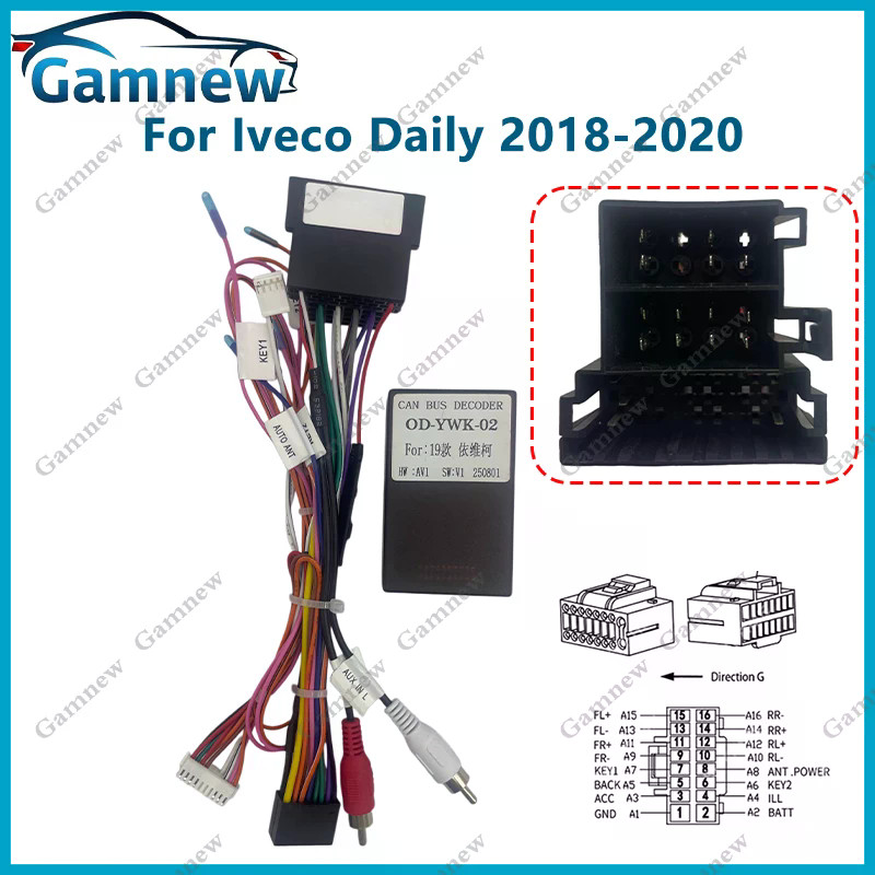 รถ 16pin สายไฟอะแดปเตอร์ Canbus กล่องถอดรหัส Android วิทยุสายไฟสําหรับ Iveco ทุกวัน 2018-2020 OD-IVE