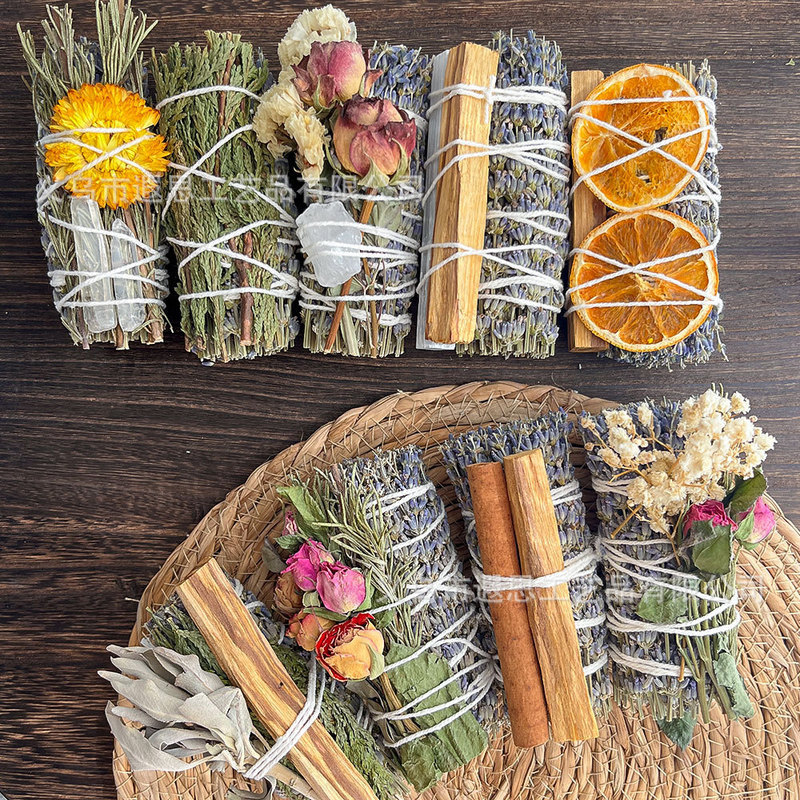 Natural Plant Lavender Purifying Aromatherapy Stick Bundled White Sage Blue Sage Bundle