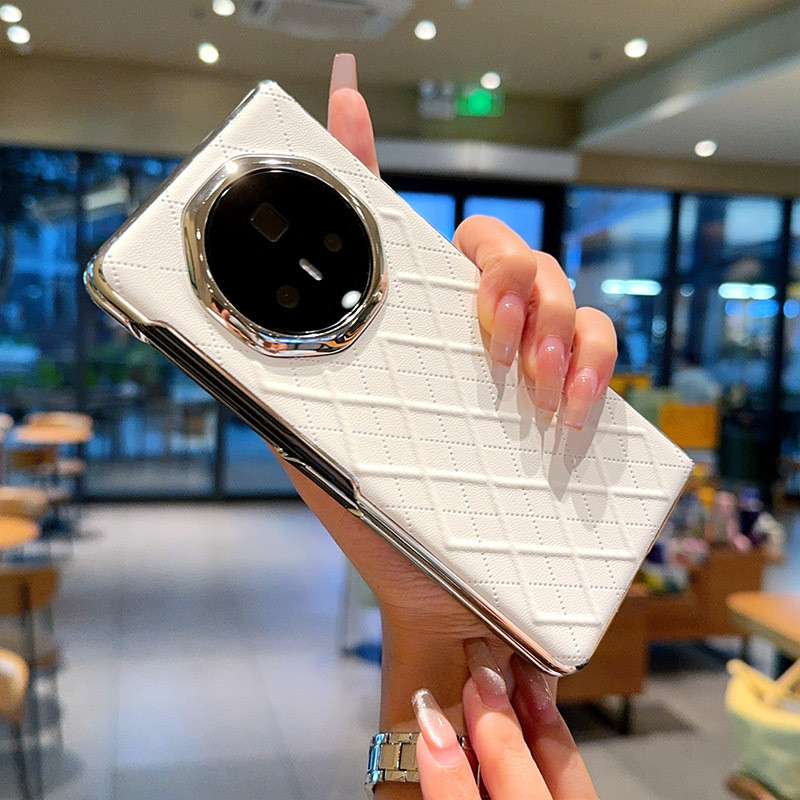 Honor Magic V5 Case Casing เคสโทรศัพท์แบบพับได้ Diamond Pattern Electroplated Silver Cover