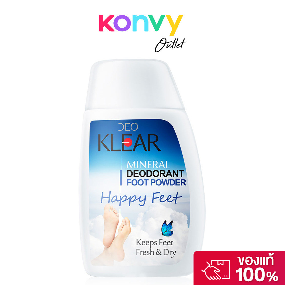 แป้งเท้า สารส้ม ดีโอเคลียร์ มิเนอรัล ดีโอโดแรนท์ ฟุท พาวเดอร์ DEOKLEAR Happy Feet Mineral Deodorant foot Powder 50g.