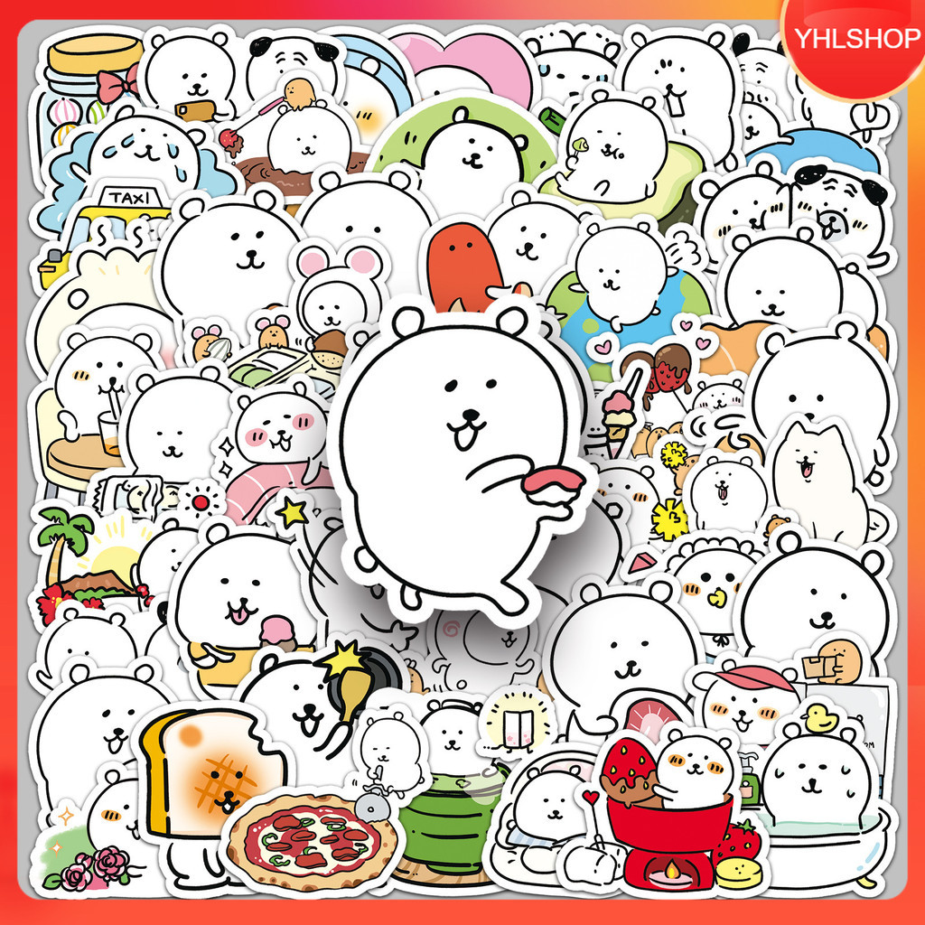 🍁ส่งจากไทย🍁 50แบบ สติกเกอร์ หมีน้อย White bear sticker chiikawa cute cartoon