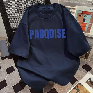Y-T🧸เสื้อสาวอวบ เสื้อยืด oversize ผ้าฝ้าย100% ไม่ต้องรีดผ้า สวมใส่สบาย วินเทจ ผ้านิ่ม ลาย "PARQDISE" แนวสตรีท