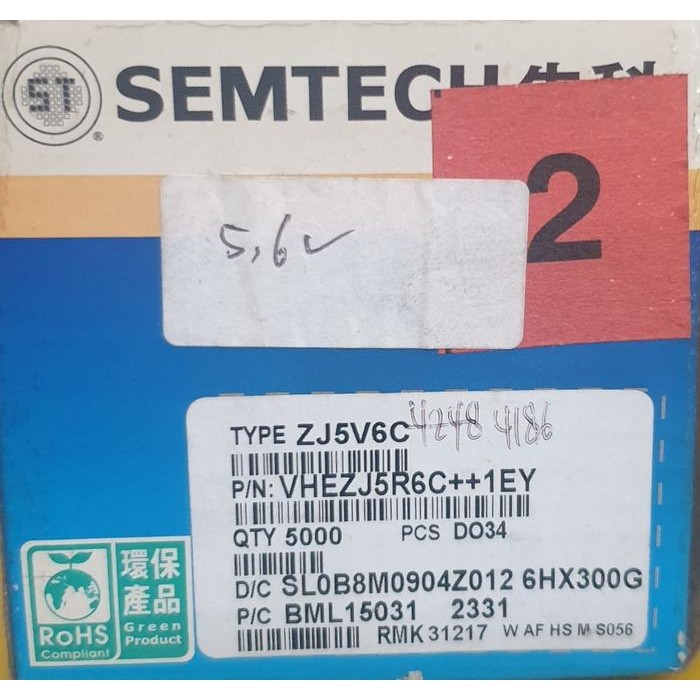 SPaRePaRt Diode Zener Glass 5.6V ZJ5V6C Semtech ราคาต่อ 10 ชิ้น