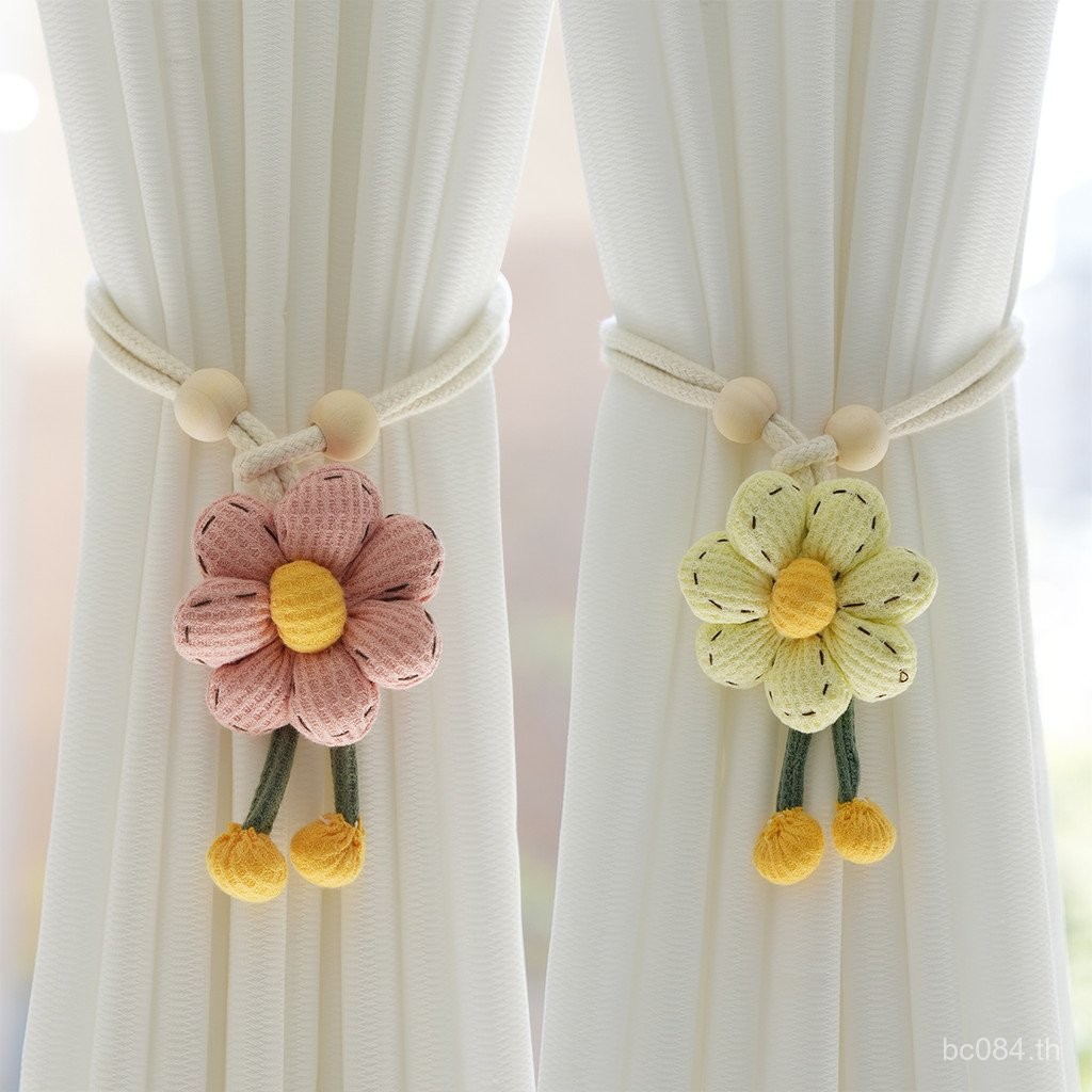 หัวเข็มขัดเก็บตกแต่งเข็มขัดผ้ากอซผ้าม่าน K-356 Push-Up Drawstring น่ารักผ้าม่านสายผูกเชือกห้องนอนดอก