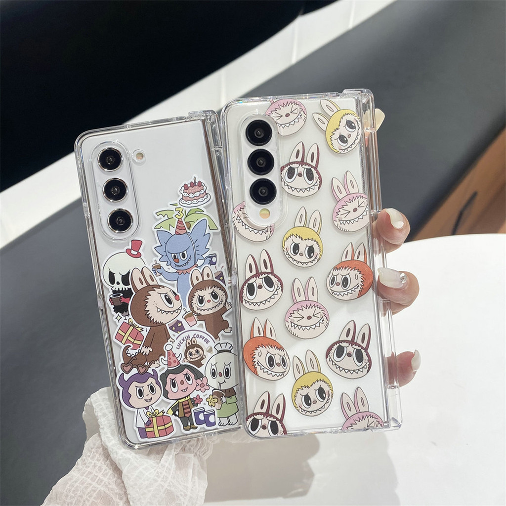 น่ารักแบบเต็มหน้าจอ rabub สําหรับ Samsung zfold6 เคสโทรศัพท์มือถือ, บานพับเคสแข็งเกาหลีรวมทุกอย่าง z