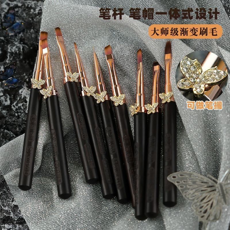 สตาร์ดิสก์ทําเล็บมือแปรงไม้จันทน์ความงามชุดแสงหรูหรา#星碟美甲笔刷檀木美妆套装轻奢美甲笔拉线晕染建构蕾丝光疗笔4444