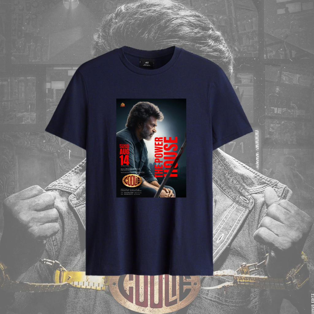 เสื้อยืดโอเวอร์ไซส์BAJU Coolie Rajini T เสื้อ SUPER STAR RAJINI เสื้อ Coolie ภาพยนตร์ Baju ผ้าฝ้าย 1