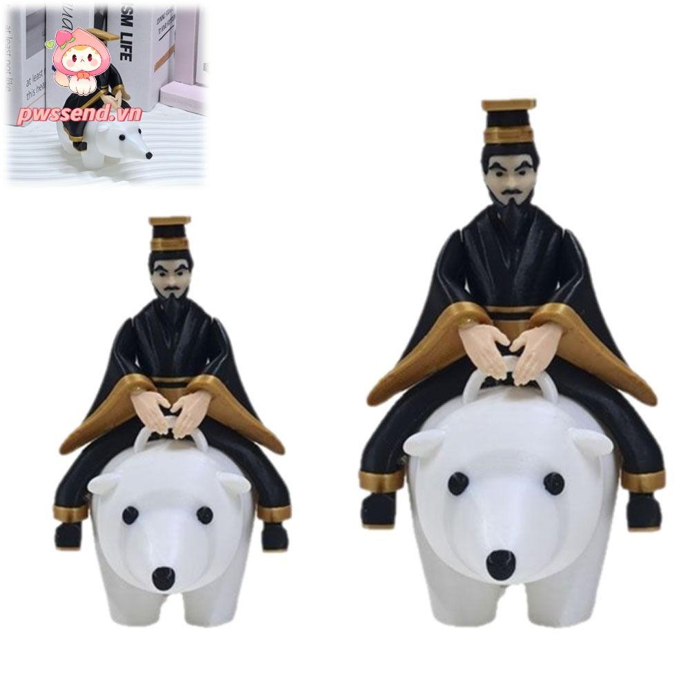 PWSSEND Qin Shi Huang ขี่เครื่องประดับหมี, PLA งานศิลปะโบราณจักรพรรดิขี่รูปหมีขั้วโลก,ที่ไม่ซ้ํากันต