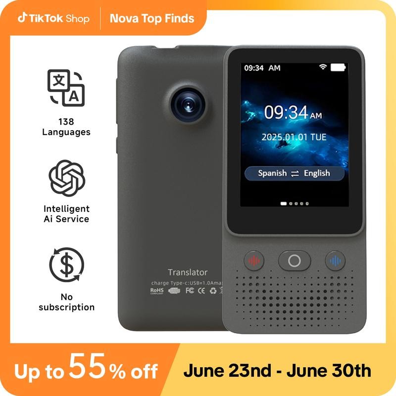 อุปกรณ์แปลภาษา AI T21 | 138 ภาษา แปลเสียงและภาพแบบเรียลไทม์ | โหมดออฟไลน์และหน้าจอสัมผัส | เหมาะสําห