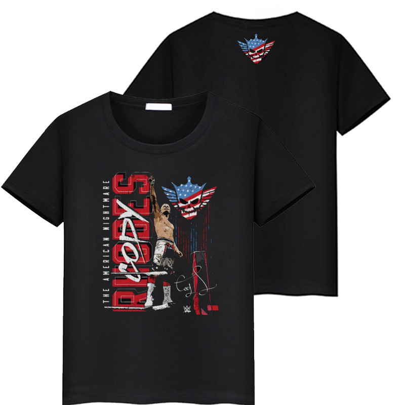 WWE Style Nightmare AEW Cody Rhodes Wrestling Short Sleeve Loose Mens Casual T-shirtS-5XL