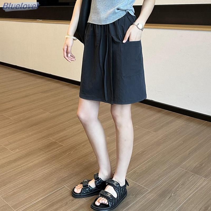 Bluelover กระโปรงกางเกงขาสั้นเอวสูงไซส์ใหญ่ ลายยีนส์แบบปิดหน้าท้องสำหรับผู้หญิงใหม่