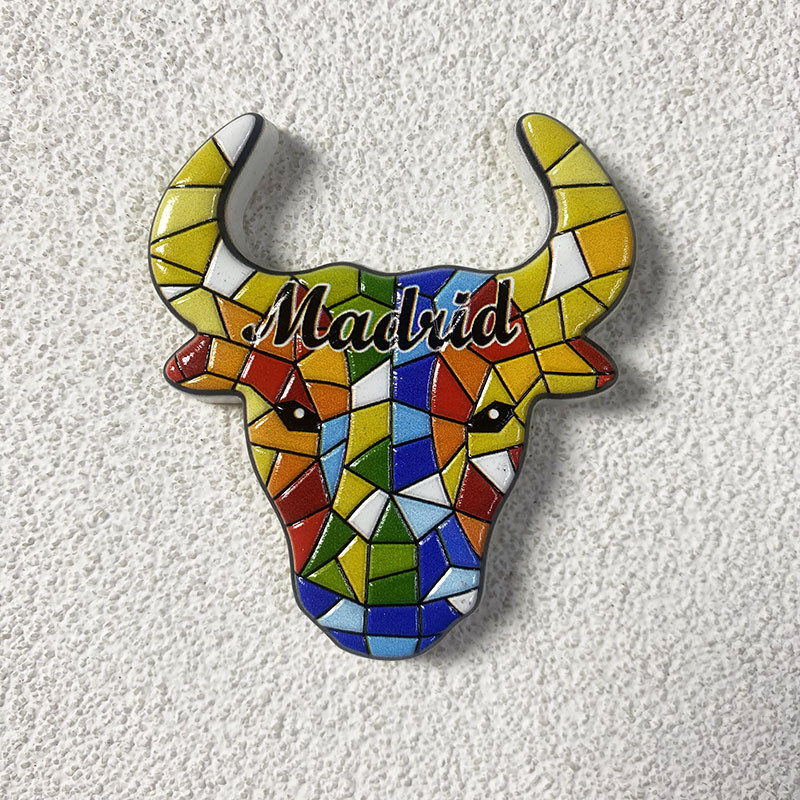 [MAGNET]แม่เหล็กติดตู้เย็นเรซินหัววัวโมเสกสเปน