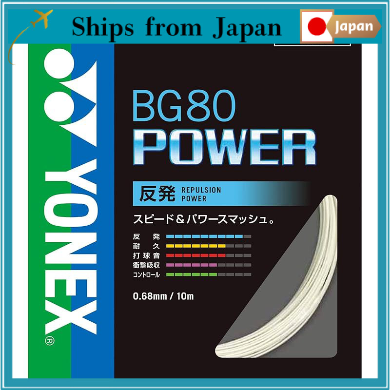 YONEX BG80 Power Badminton Strings (0.68mm) - White