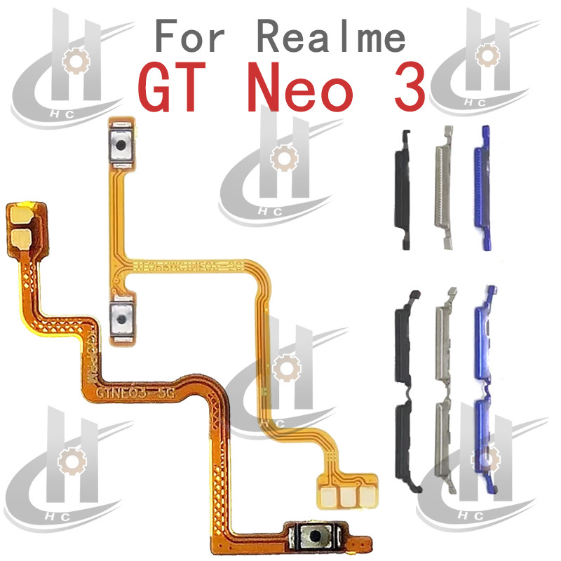 สําหรับRealme GT Neo 3 RMX3561 Power Volumeด้านข้างปุ่มFlex Cable Keysปุ่มปิดระดับเสียงขึ้นลงปุ่มด้านข้างเปลี่ยนส่วน