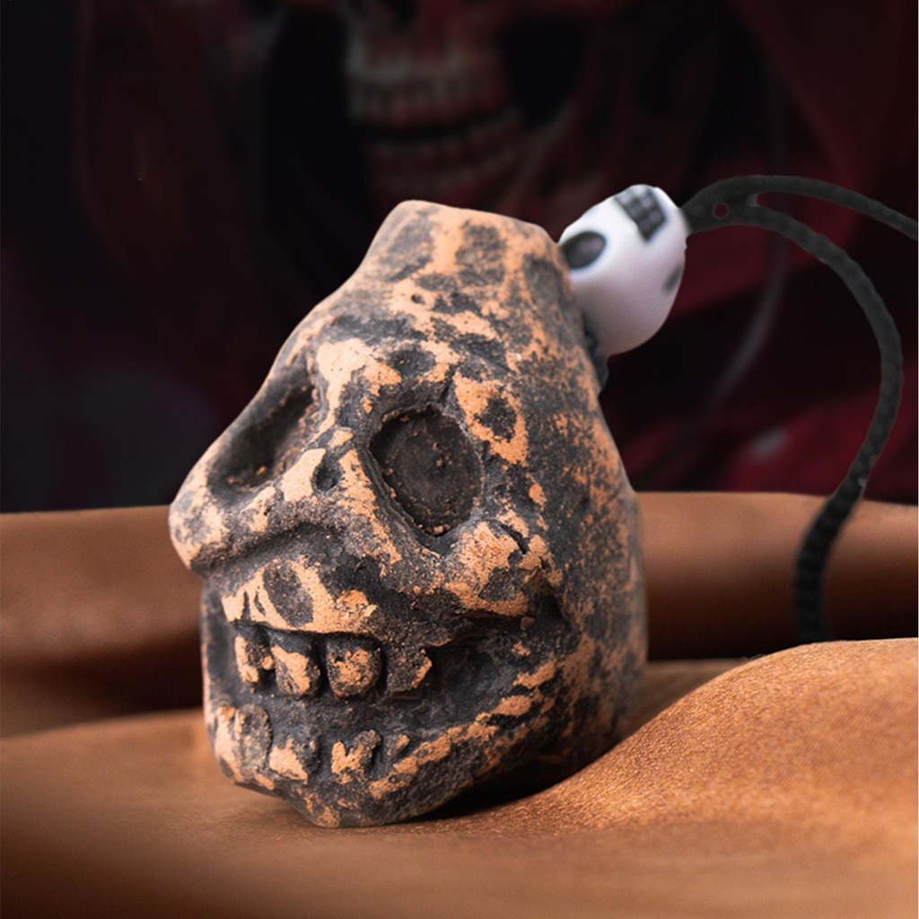 Aztec นกหวีด Loud Spookys Aztec นกหวีดแห่งความตายที่น่ากลัวสมจริงมนุษย์กรีดร้องนกหวีดของขวัญฮาโลวีน 